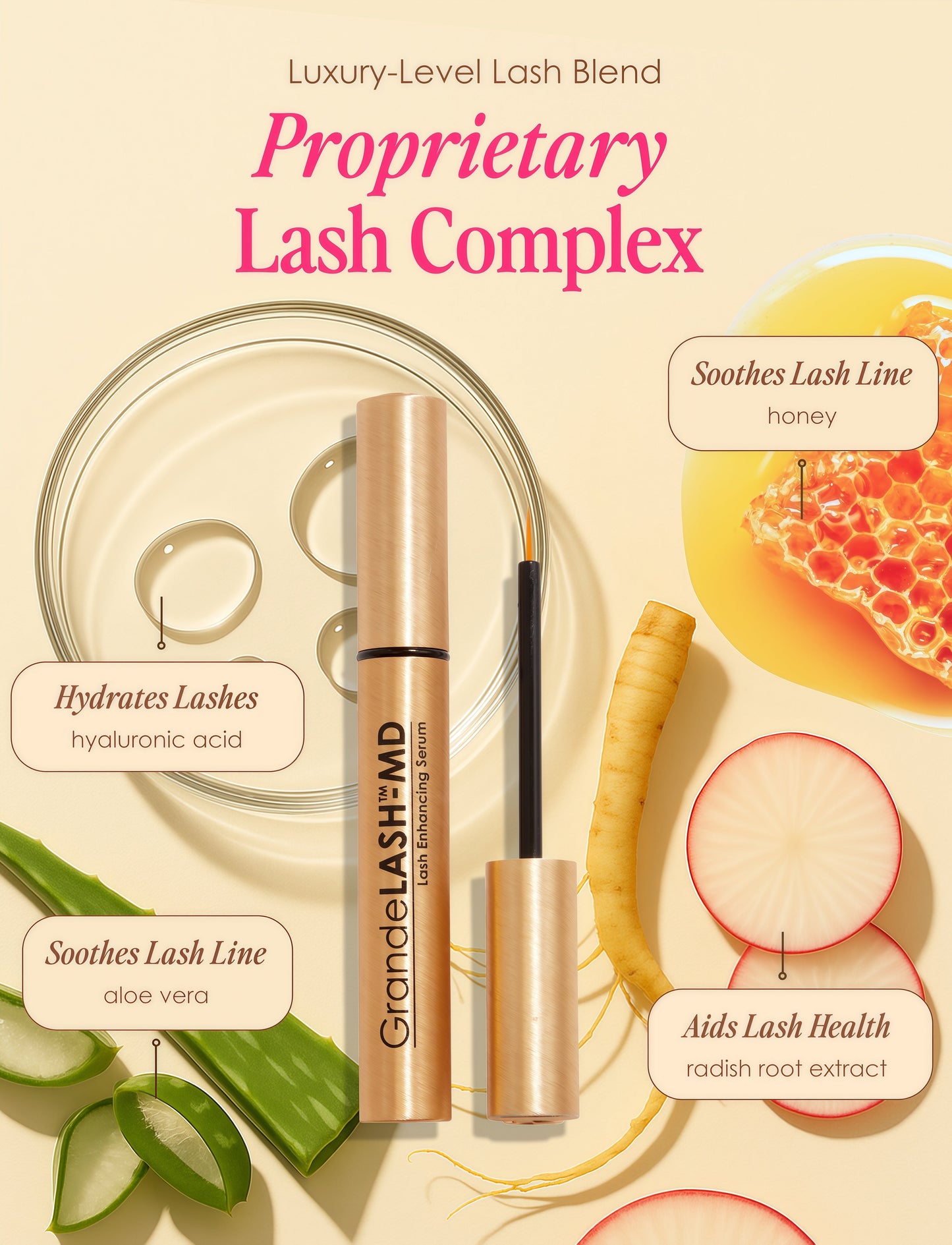 Grande Cosmetics GrandeLASH-MD Lash Enhancing Serum - Peptide & Vitamin Infused Formula for Longer, Thicker, Fuller Looking Lashes - Ophthalmologist Tested, Cruelty-Free